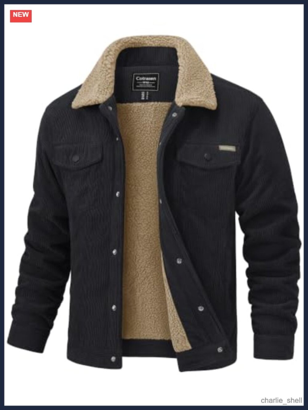 Men's Corduroy Jacket Sherpa Lined Fleece Trucker Coat Winter